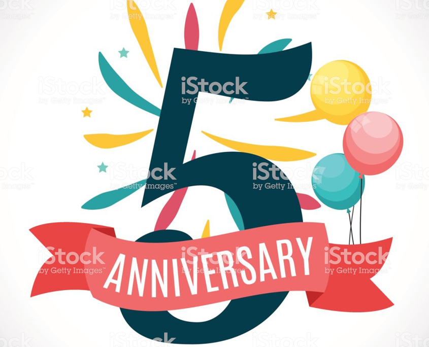 Anniversary 5 Years Template with Ribbon Vector Illustration EPS10